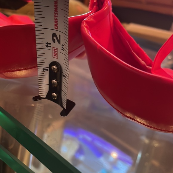 NWT RED faux leather M corset boned bustier crop bra top fitted sexy 36BC34D - Picture 3 of 9